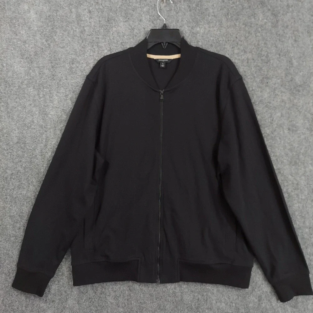 Banana Republic Jacket Mens Large Black Cotton Bomber Full Zip Unlined